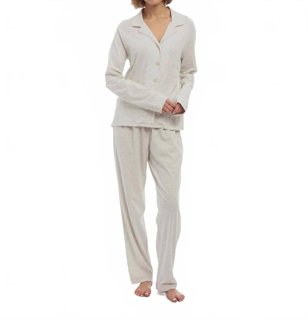 NEW THE SLEEP CODE organic pima cotton long pajama set in melange grey